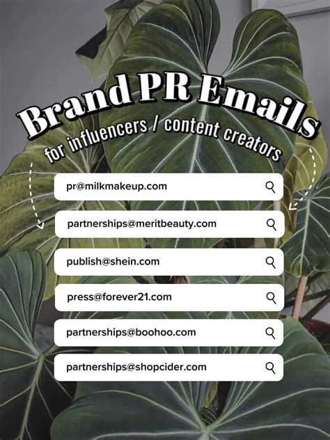 list of brand pr emails.